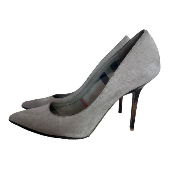 Burberry Beige Suede Heels Pump Stilettos Shoes Women's Size 38 US 8 - Picture 1 of 15